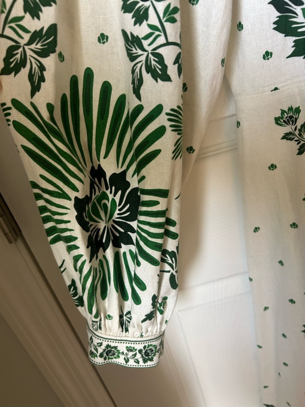 NWOT Christian Lacroix White Maxi Dress with Green Floral Print - Picture 13 of 15